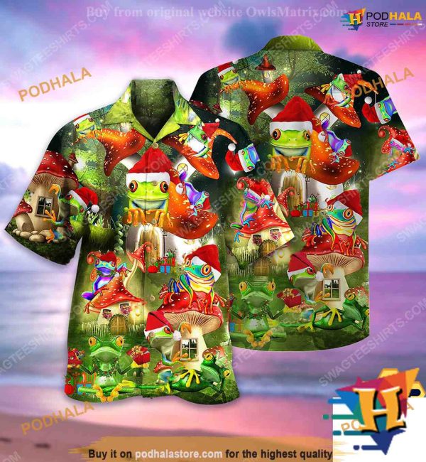 Frog Festivities Hawaiian Christmas Shirt