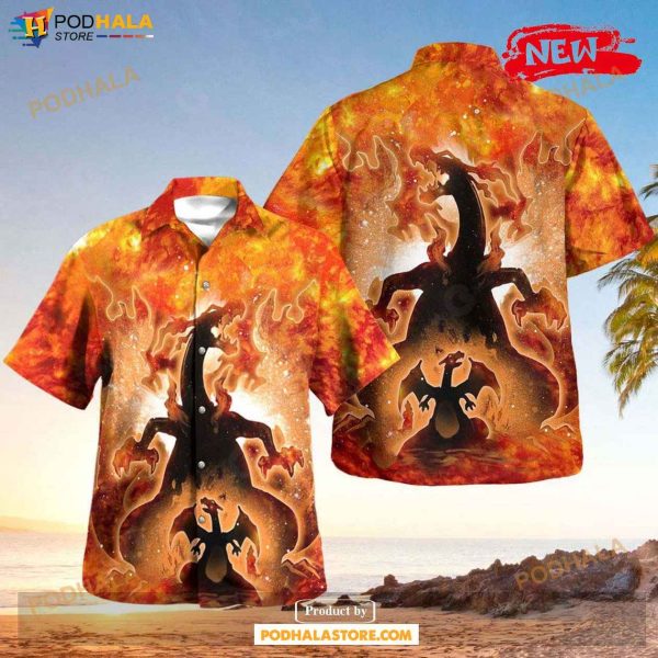 Galaxy Charizard Design Hawaiian Shirt