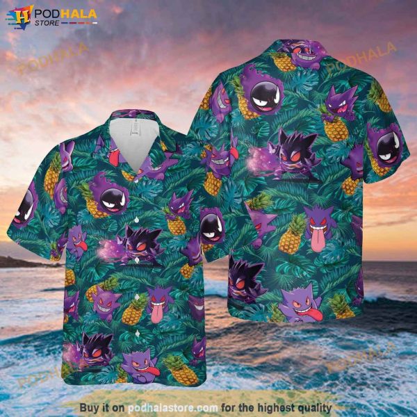 Gengar Ghost Pokemon Hawaiian Shirt