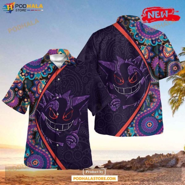 Gengar Paisley Pattern Design Hawaiian Shirt