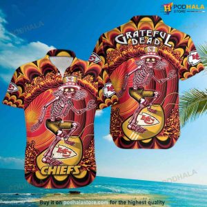 Grateful Dead Surfing NFL Football Kansas City Chiefs Hawaiian Shirt