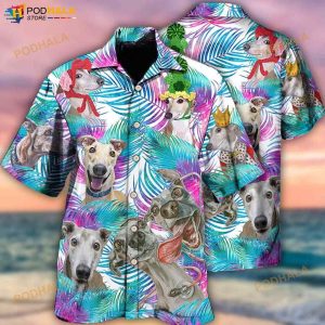 Greyhound Tropical Leaf Style 3D Funny Hawaiian Shirt