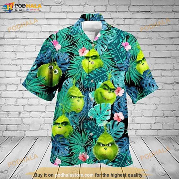 Grinch Tropical Floral Funny Hawaiian Shirt