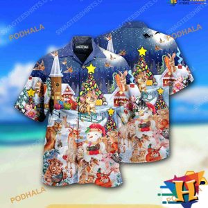 Happy Animals Christmas Aloha Shirt