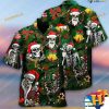 Happy Skull Christmas Print Aloha Shirt