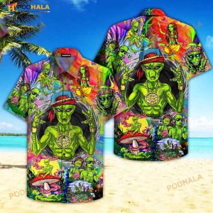 Hippie Alien Peace Life 3D Funny Hawaiian Shirt