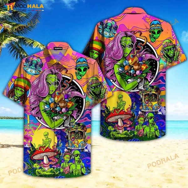 Hippie Alien Peace Life Color Limited 3D Funny Hawaiian Shirt