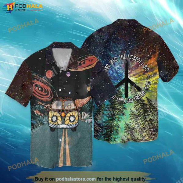 Hippie Galaxy Hand Into The Forest I Go My Mind And Find My Soul Funny Hawaiian Shirt