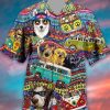 Hippie Husky Dog Colorful Aloha 3D Funny Hawaiian Shirt