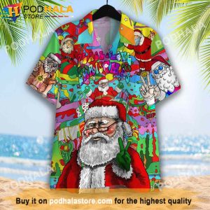 Hippie Santa Claus Peace Love Christmas Santa Hawaiian Shirt