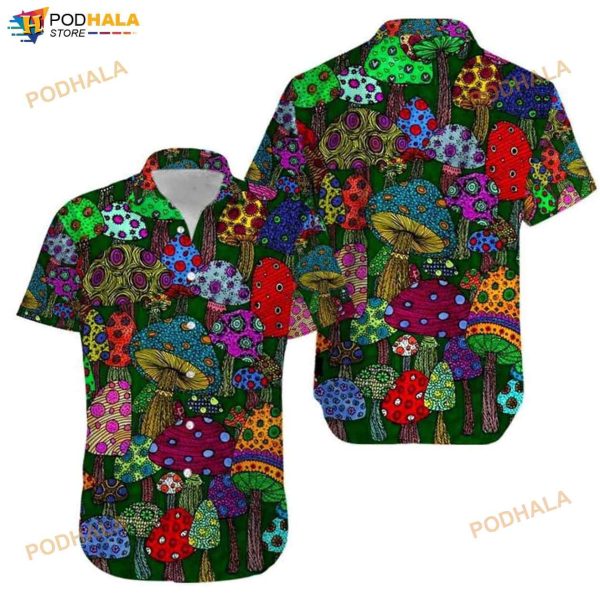 Hippie Vintage Trippy Mushroom 3D Funny Hawaiian Shirt