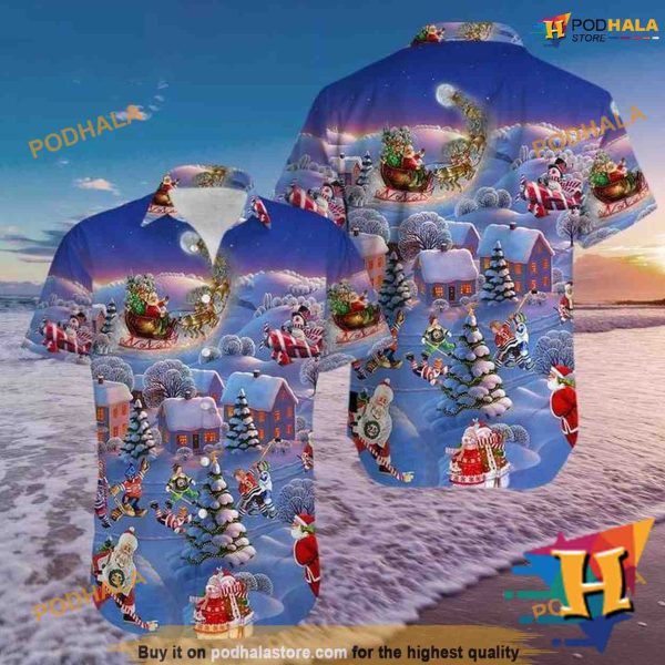 Hockey Santa Xmas Hawaiian Shirt