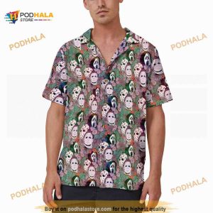 Horror Characters Tarot Card Button Up Shirt