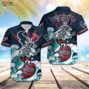 Houston Texans NFL Skateboarding Skull Collection Hawaiian Shirt