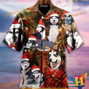 Husky Christmas Aloha Shirt