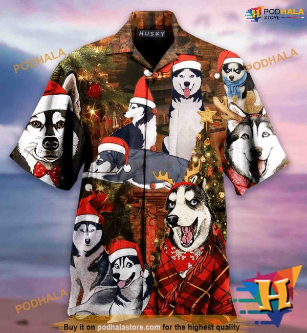 Husky Christmas Aloha Shirt