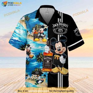 Jack Daniels Old Time Mickey Mouse Hawaiian Shirt