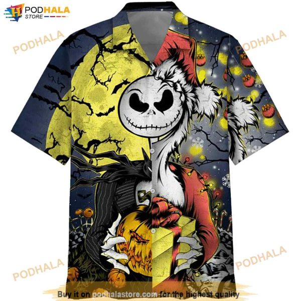 Jack Skellington Happy Halloween 2 Print Funny Hawaiian Shirt