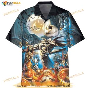 Jack Skellington Happy Halloween 3 Print Funny Hawaiian Shirt