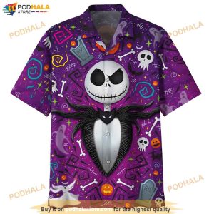 Jack Skellington Happy Halloween Print Funny Hawaiian Shirt