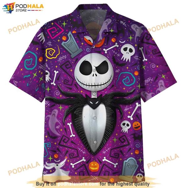 Jack Skellington Happy Halloween Print Funny Hawaiian Shirt