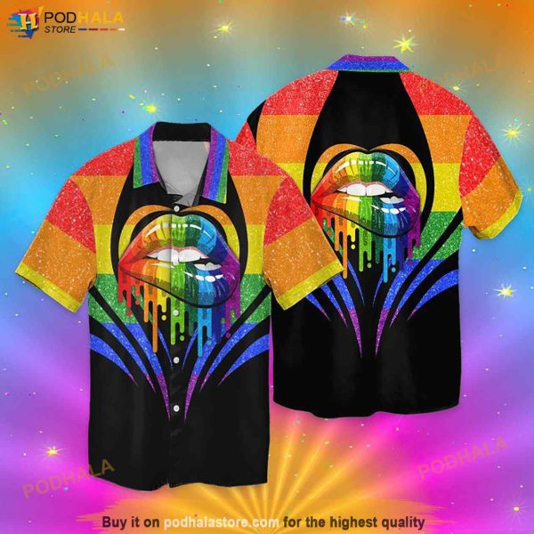 LGBT Lip Glitter Funny Hawaiian Shirt