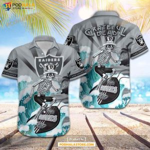 Las Vegas Raiders NFL Skateboarding Skull Collection Hawaiian Shirt