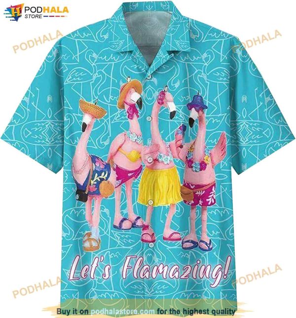 Let’s Flamazing Flamingo Lovers Hawaiian Beach Shirt