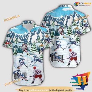 Let’s Play Hockey Xmas Aloha Shirt