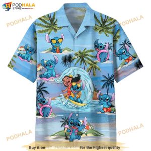 Lilo And Stitch Print Funny Hawaiian Shirt