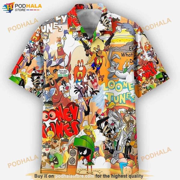 Looney Tunes Print Funny Hawaiian Shirt