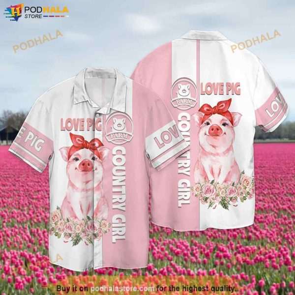 Love Pig Country Girl Funny Hawaiian Shirt