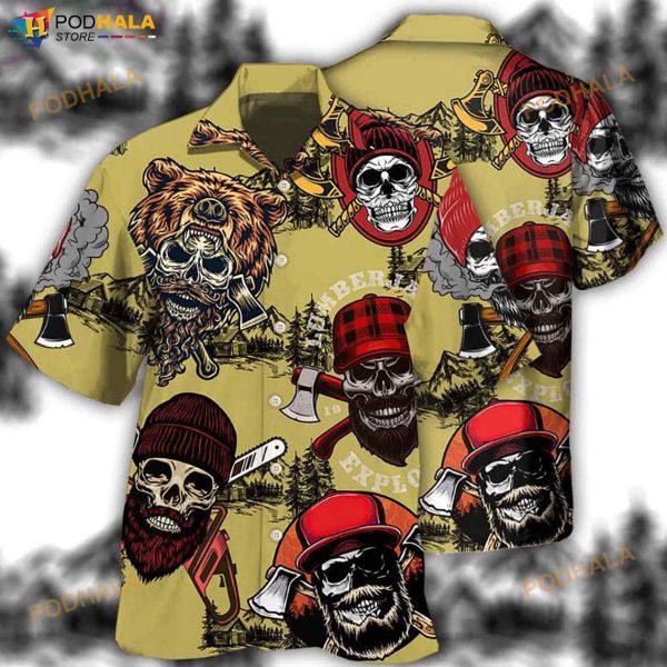 Lumberjack Skull Cool Style 3D Funny Hawaiian Shirt