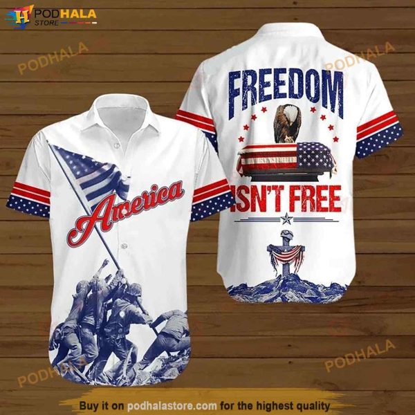 Memorial Day American Flag Freedom Isn_T Free Funny Hawaiian Shirt