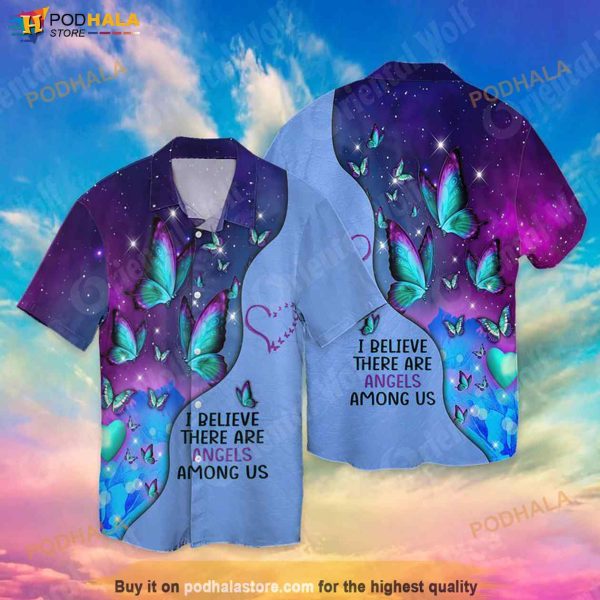 Memorial Day Butterfly I Believe There Are Angels Among Us Funny Hawaiian Shirt