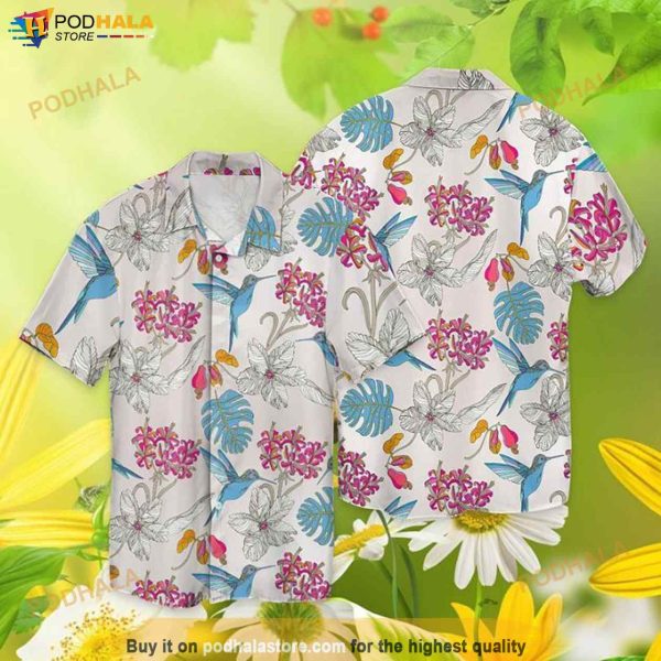 Memorial Day Wildflowers Hummingbird Funny Hawaiian Shirt