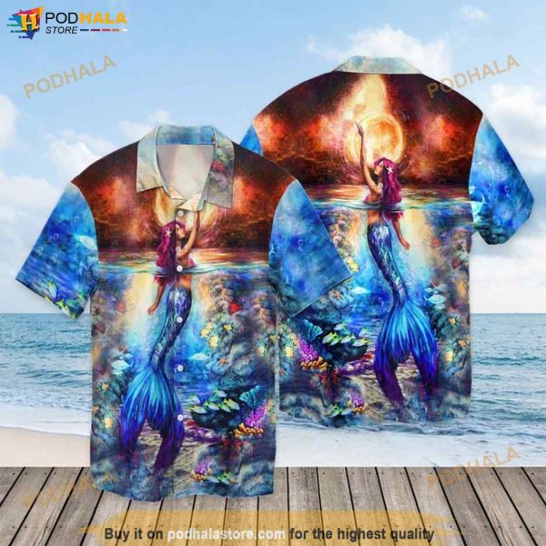 Mermaid With Ocean Beautiful Funny Hawaiian Shirt