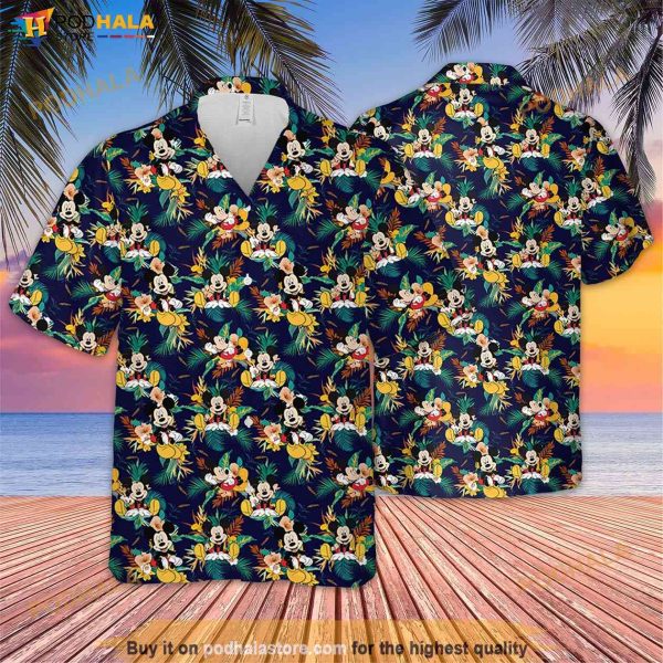 Mickey Floral Colorful Retro Tropical Hawaiian Shirt