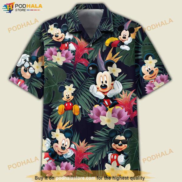 Mickey Mouse Disney And Flower Summer Funny Hawaiian Shirt