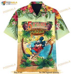 Mickey Mouse Disney It’s 5 O’clock Somewhere Beach Bar Funny Hawaiian Shirt