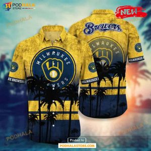 Milwaukee Brewers MLB Tropical Coconut Tree Sunset Design Hawaiian Shirt