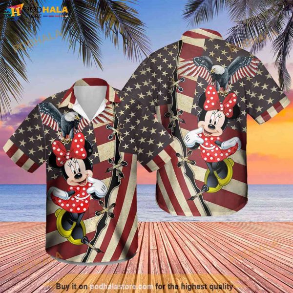 Minnie Mouse Disney 4th of July American Flag Patriotic Hawaiian Shirt