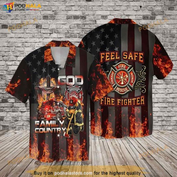 Momerial Day Firefighter God Family County Funny Hawaiian Shirt