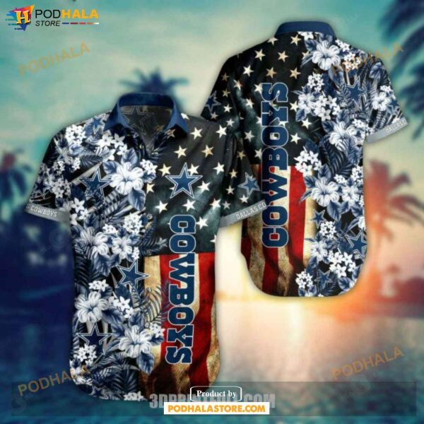 NFL Dallas Cowboys Hawaiian Shirt Flag Flower