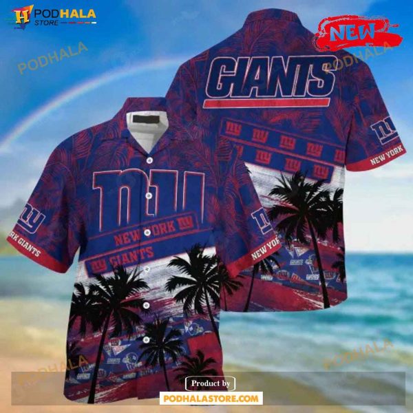 New York Giants NFL Palm Tree Pattern Hawaiian Shirt