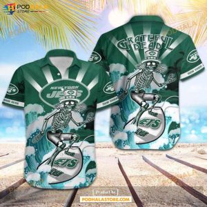 New York Jets NFL Skateboarding Skull Collection Hawaiian Shirt