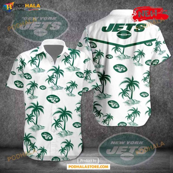 New York Jets NFL Team Tropical Coconut Hot Summer Button Hawaiian Shirt