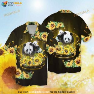 Panda With Sunflowers Funny Hawaiian Shirt