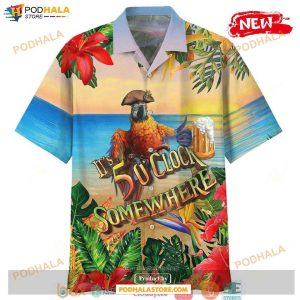 Parrot It’s 5 O’clock Somewhere Short Sleeve Tropical Summer Hawaiian Shirt