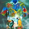 Parrot Tropical Flowers Print Funny Hawaiian Shirt